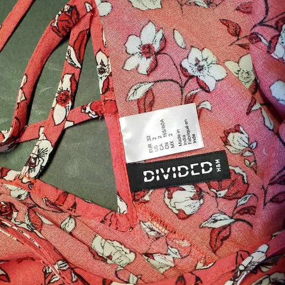 H&M DIVIDED ROMPER with POCKETS Floral print Festival Boho Size 2 - Picture 6 of 7